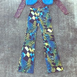 Vintage Psychedelic Moto Flares Animal Print Bells